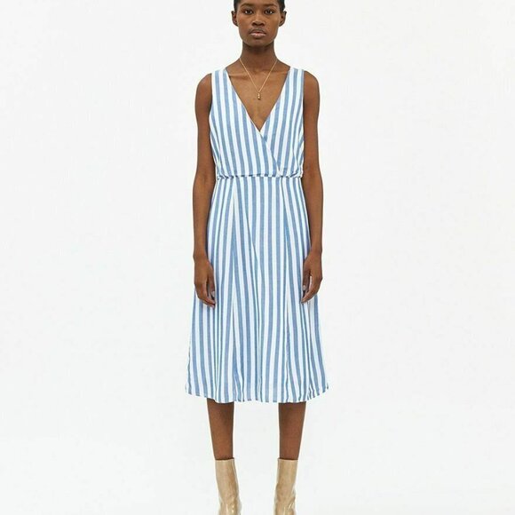 Stelen Dresses & Skirts - Stelen Womens Blue White Striped Sleeveless Dress